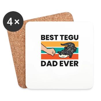 Meilleur Tegu Papa Jamais Reptile Tegu Lizard - Dessous de verre (lot de 4) - blanc - Devant