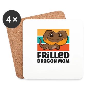 Frilled Dragon Mom Reptile Frilled Lizard - Coasters (set of 4) - white - Front