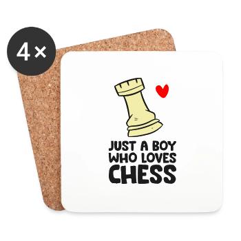 Nur ein Junge, der Schach liebt - Untersetzer (4er-Set) - Weiß - Vorne