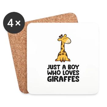 Juste un garçon qui aime les girafes - Dessous de verre (lot de 4) - blanc - Devant