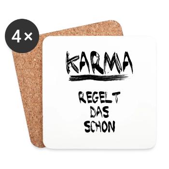 Karma Motiv mit Spruch - Untersetzer (4er-Set) - Weiß - Vorne