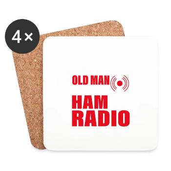 Ne sous-estimez jamais un vieil homme avec une radio amateur - Dessous de verre (lot de 4) - blanc - Devant