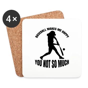 Baseball Baseballliebhaber Baseballspiel Geschenk - Untersetzer (4er-Set) - Weiß - Vorne