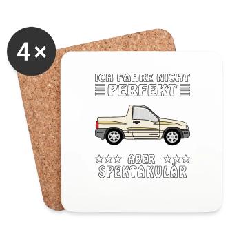 AUTO ICH FAHRE NICHT PERFEKT ABER SPEKTAKULÄR - Untersetzer (4er-Set) - Weiß - Vorne