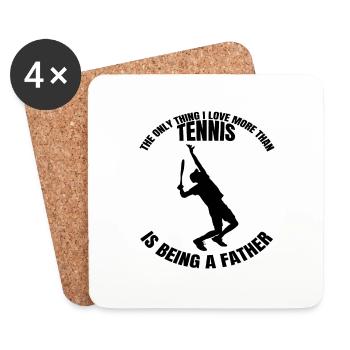 Tennis Père Papa Joueur de tennis Papa Raquette de tennis - Dessous de verre (lot de 4) - blanc - Devant