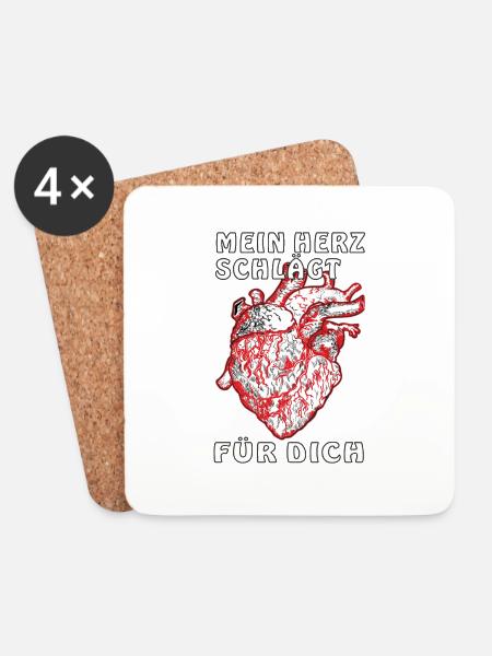 MEIN HERZ SCHLÄGT FÜR DICH - Untersetzer (4er-Set) - Weiß