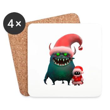 Monstres de Noël - Dessous de verre (lot de 4) - blanc - Devant