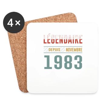 Légendaire Depuis Novembre 1983 Anniversaire - Dessous de verre (lot de 4) - blanc - Devant