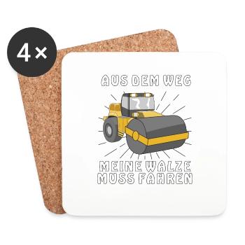 AUS DEM WEG MEINE WALZE MUSS FAHREN - Untersetzer (4er-Set) - Weiß - Vorne