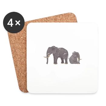 Drôle d’amoureux des éléphants Afrique Animal Zoo Gardien Enfants - Dessous de verre (lot de 4) - blanc - Devant