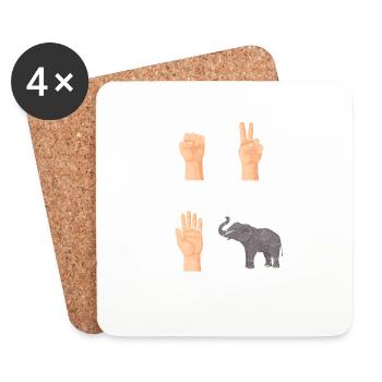 Drôle d’amoureux des éléphants Afrique Gardien de zoo Animal Enfants - Dessous de verre (lot de 4) - blanc - Devant