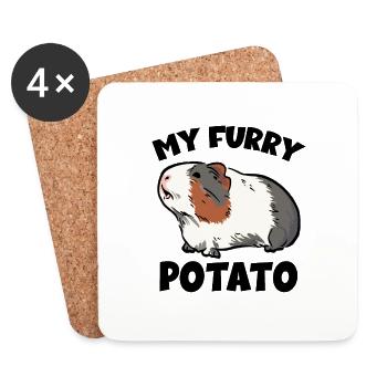 My furry potato guinea pig - Coasters (set of 4) - white - Front