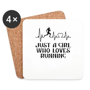 Girl Runner Cute Heartbeat Just A Girl Who Loves - Dessous de verre (lot de 4) - blanc - Devant