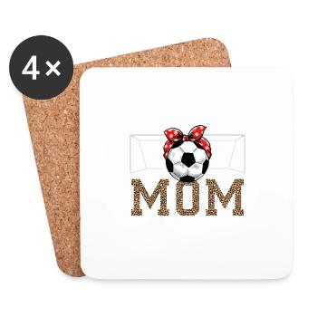 Maman de soccer - Dessous de verre (lot de 4) - blanc - Devant