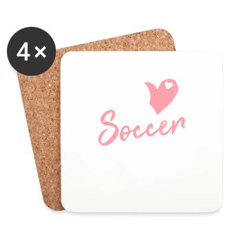 Soccer Lover Heart and Ball Soccer Lover Girls Soc - Untersetzer (4er-Set) - Weiß - Vorne