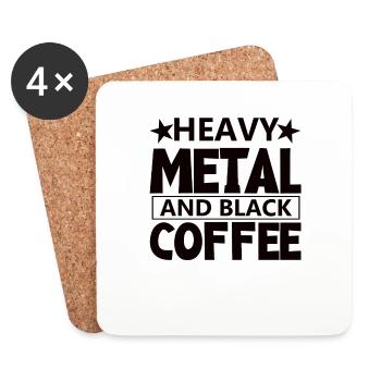Café et Heavy Metal Rock Heavy Metal Metalhead - Dessous de verre (lot de 4) - blanc - Devant