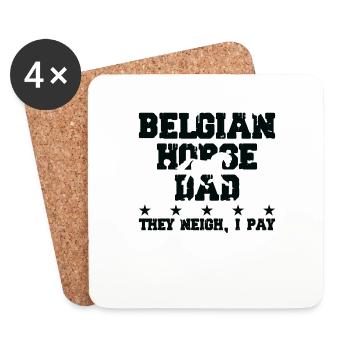 Père de cheval - Cheval belge - Dessous de verre (lot de 4) - blanc - Devant