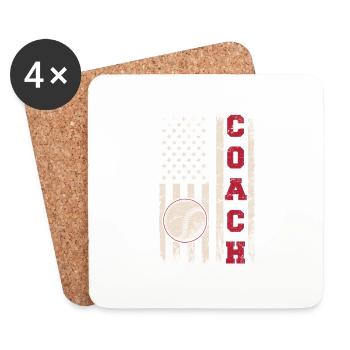 Baseball Coach Coaching American Flag Baseball Tra - Untersetzer (4er-Set) - Weiß - Vorne