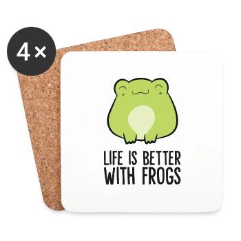 Frog Lover Life Is Better With Frogs Funny Frog - Coasters (set of 4) - white - Front