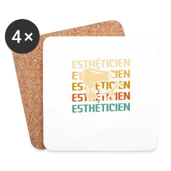 Retro Esthéticien Cosmétologie - Dessous de verre (lot de 4) - blanc - Devant