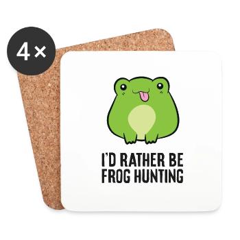 I'd Arther Be Frog Hunting Funny Frog Catcher - Coasters (set of 4) - white - Front