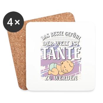 DAS BESTE GEFÜHL DER WELT IST TANTE ZU WERDEN - Untersetzer (4er-Set) - Weiß - Vorne