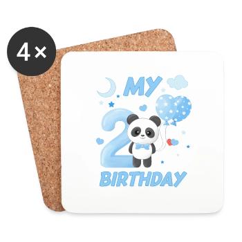 Deuxième anniversaire des enfants Garçons Panda Cadeau - Dessous de verre (lot de 4) - blanc - Devant