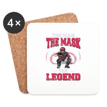 Receveur de baseball L’homme Le masque La légende Baseb - Dessous de verre (lot de 4) - blanc - Devant