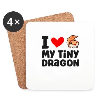 Ich liebe meinen kleinen Drachen Reptil Pogona - Untersetzer (4er-Set) - Weiß - Vorne