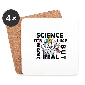 Funny Science Is Like Magic But Real Unicorn - Coasters (set of 4) - white - Front