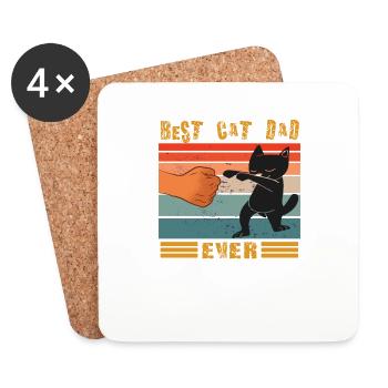 Cat Papa Design for Cat Lovers - Coasters (set of 4) - white - Front