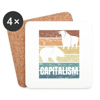 Capitalism Stock Exchange Stock Market Bear Market Stocks - Coasters (set of 4) - white - Front