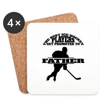 Hockey sur glace Père Équipe de hockey sur glace Papa Sports d’hiver Papa - Dessous de verre (lot de 4) - blanc - Devant