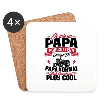 Je suis un Papa agriculteur comme un papa normal - Dessous de verre (lot de 4) - blanc - Devant