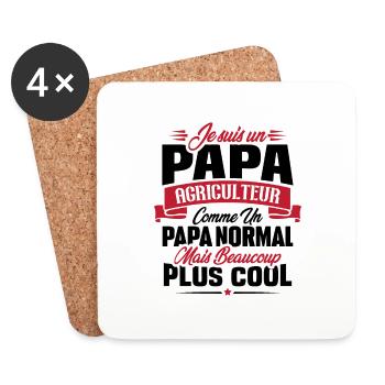Un papa agriculteur c'est comme un papa normal - Dessous de verre (lot de 4) - blanc - Devant