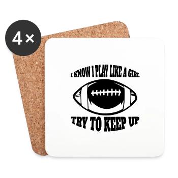Entraîneur de football Fan de football Femme Football américain - Dessous de verre (lot de 4) - blanc - Devant