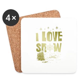 I Love Snow Spruch - Untersetzer (4er-Set) - Weiß - Vorne