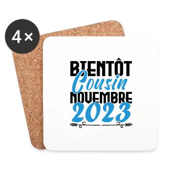Annonce grossesse. bientôt Cousin Novembre 2023. - Dessous de verre (lot de 4) - blanc - Devant