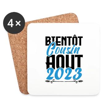 Annonce grossesse. bientôt Cousin Aout 2023. - Dessous de verre (lot de 4) - blanc - Devant