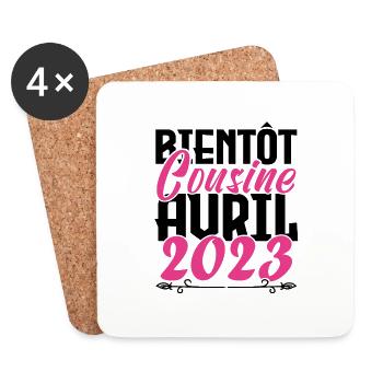 Annonce grossesse. bientôt Cousine Avril 2023. - Dessous de verre (lot de 4) - blanc - Devant