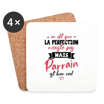 on dit que la perfection n'existe pas mais parrain - Dessous de verre (lot de 4) - blanc - Devant