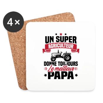Super agriculteur donne toujours le meilleur papa - Dessous de verre (lot de 4) - blanc - Devant