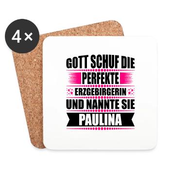 Erzgebirge Frau Namen Sachsen Paulina - Untersetzer (4er-Set) - Weiß - Vorne