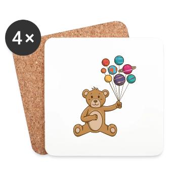 Teddy Bear Planet Balloons Astronaut - Coasters (set of 4) - white - Front