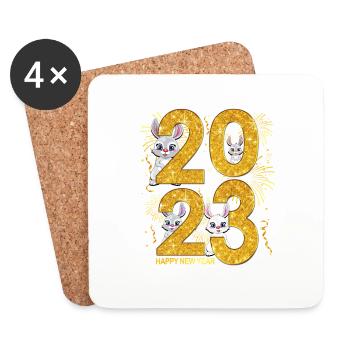 2023 New Years Day Outfit - Happy New Year 2023 - Coasters (set of 4) - white - Front
