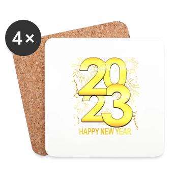 Happy New Year 2023 - Fireworks New Year - Coasters (set of 4) - white - Front