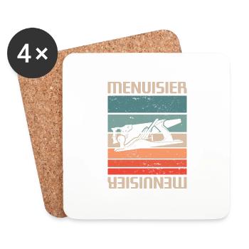 Vintage Retro Menuisier Charpentier Menuiserie - Dessous de verre (lot de 4) - blanc - Devant