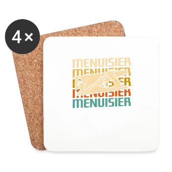 Retro Menuisier Charpentier Menuiserie - Dessous de verre (lot de 4) - blanc - Devant