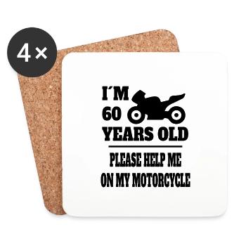 Motorcross 60 Year Old Motorcyclist - Coasters (set of 4) - white - Front
