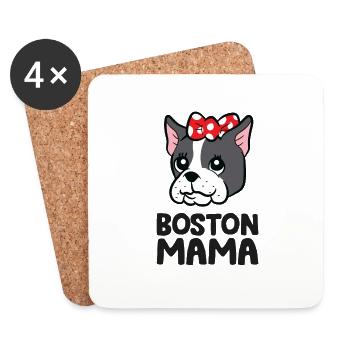Boston Terrier Mama Boston Mama Drôle Bostie - Dessous de verre (lot de 4) - blanc - Devant